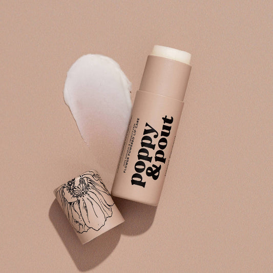 Poppy & Pout – Lip Balm - Island Coconut, front product and branded packaging