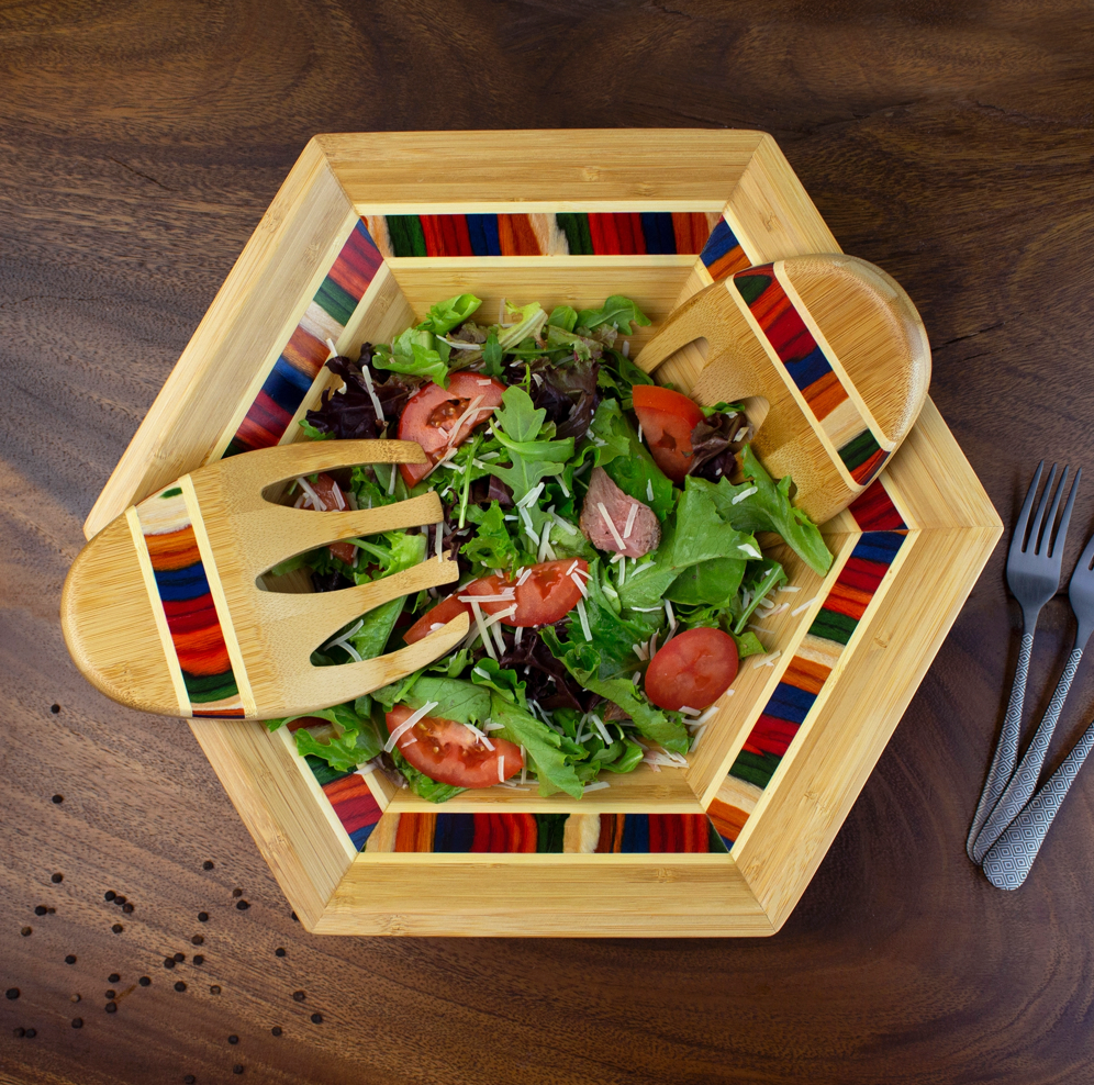 Marrakesh Collection Salad Bowl with Salad Hands
