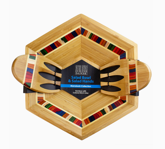 Marrakesh Collection Salad Bowl with Salad Hands