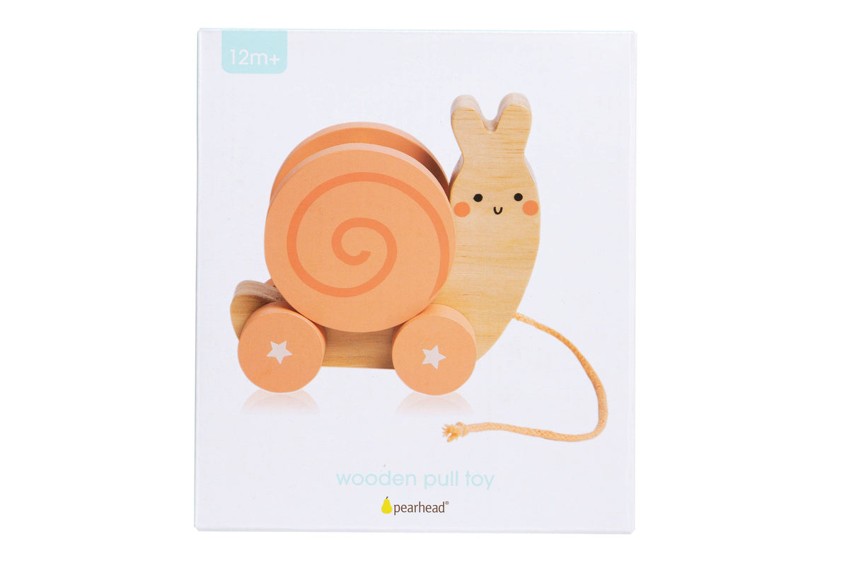 Snail Wooden Pull Toy, Rattle Shell, Baby or Toddler Toy