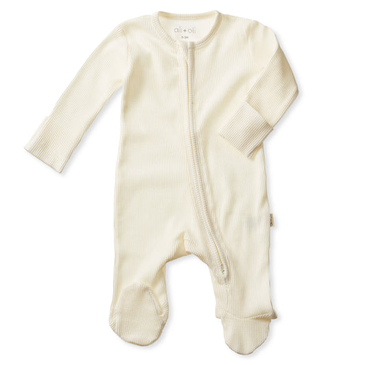 Baby Footie 2-Way Zipper – Organic Cotton Waffle Knit