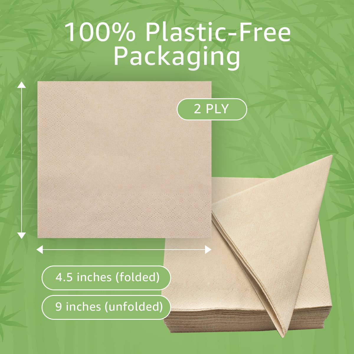 Bamboo Cocktail Napkins - 50 Pack - 2 Ply