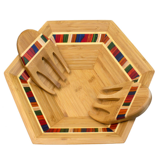 Totally Bamboo Baltique® Marrakesh Collection Salad Bowl with Salad Hands: serving bowl photographed against white