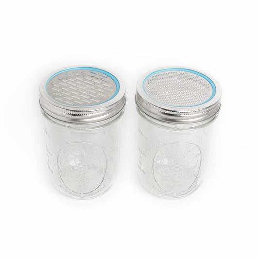 Fox Run Brands – Jarware Stainless Steel Citrus Zester and Cheese Grater Lids, assorted styles and colors together