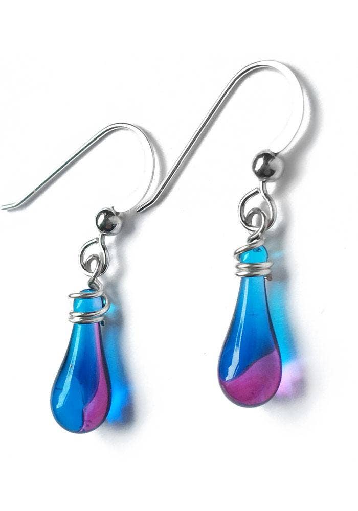 Demi Glass Teardrop Earrings, Tiny and Colorful