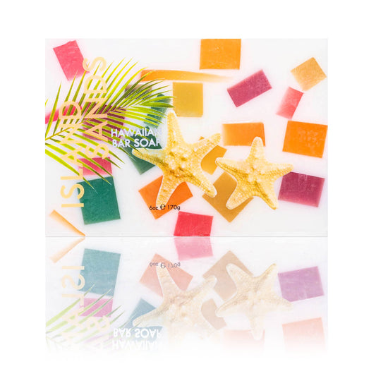 Maui Soap Co. Island Sands Bar Soap with Kukui & Coconut Oil 6oz - colorful island illustration on front of soap wrapper