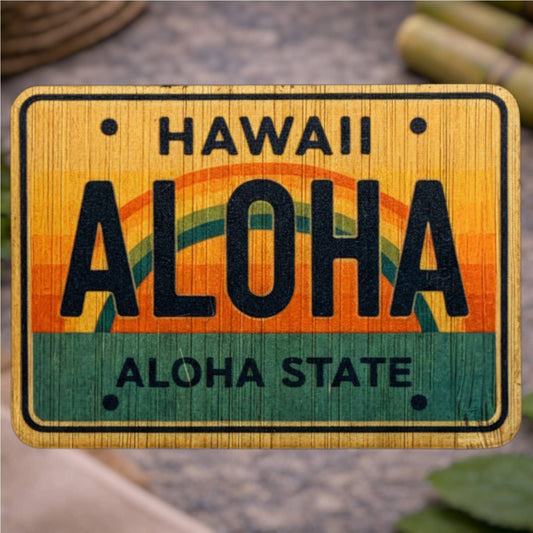 Hawaii License Plate Bamboo Sticker