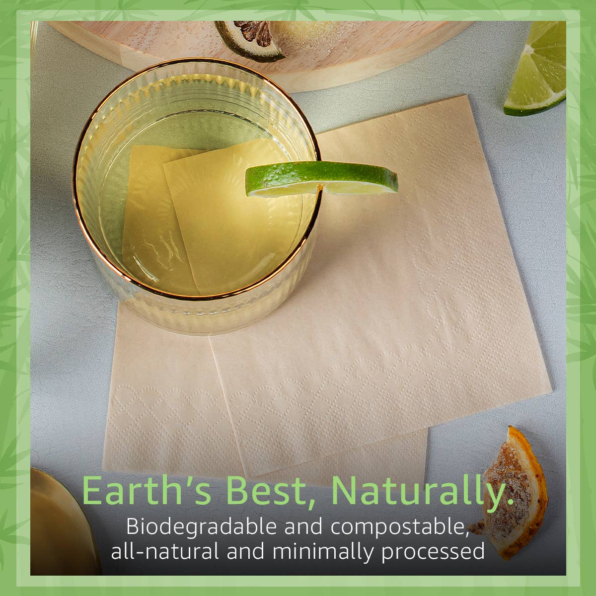 Bamboo Cocktail Napkins - 50 Pack - 2 Ply