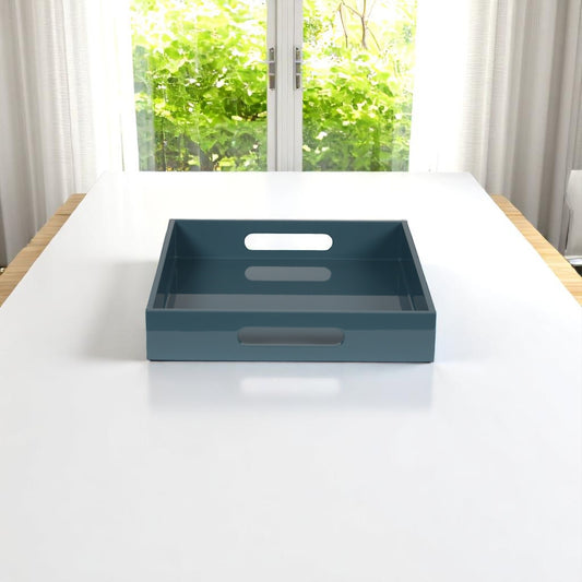 albert L. (punkt) Square Serving Tray - Small - dark teal square serving tray on windowsill