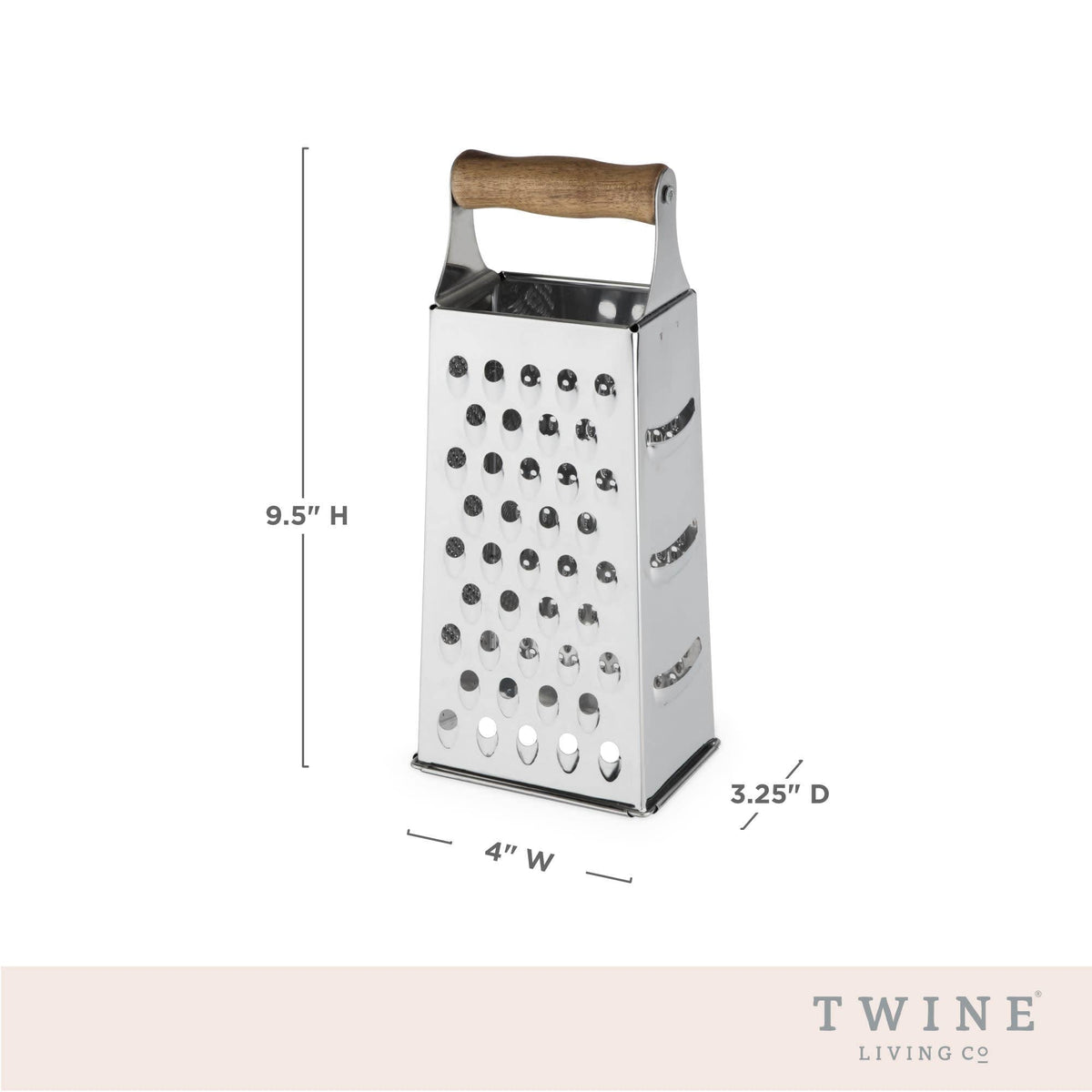 Acacia and Stainless Steel Cheese Grater 4 Grating Patterns