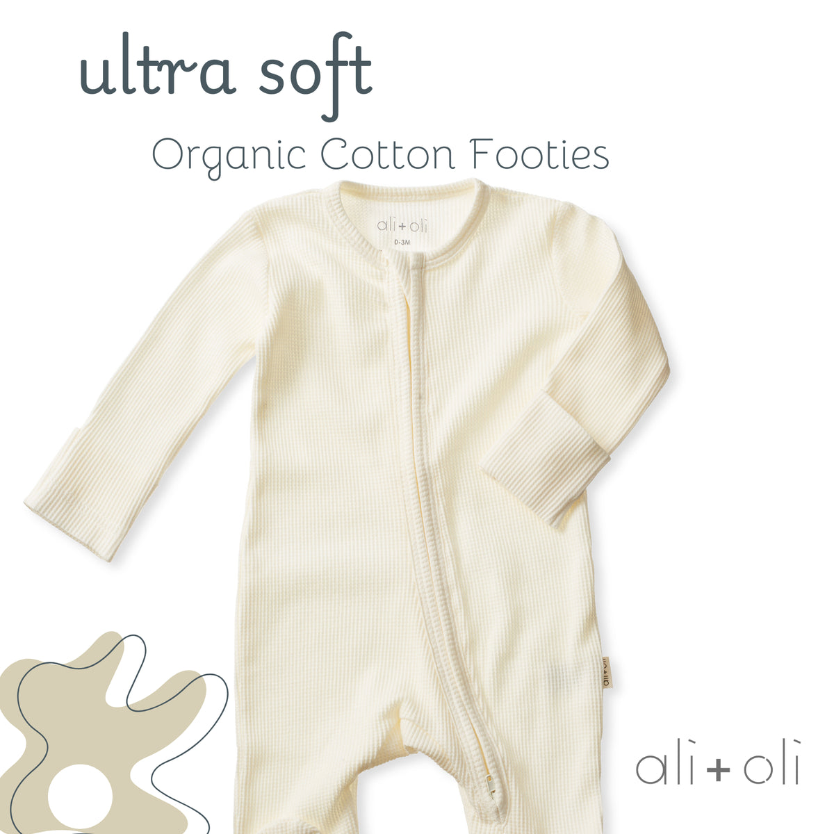 Baby Footie 2-Way Zipper – Organic Cotton Waffle Knit