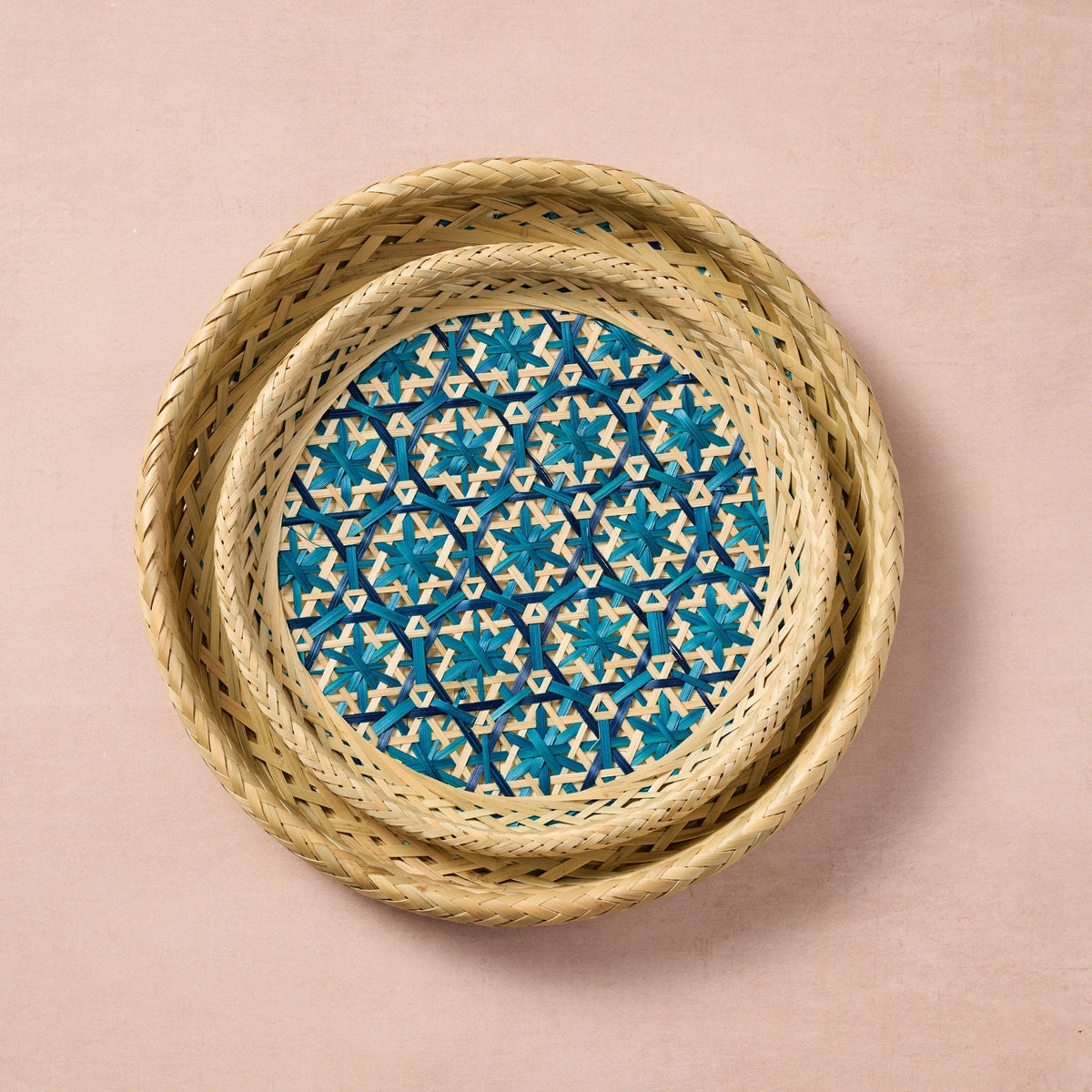 Phu An Bamboo Basket with Blue - 10.5