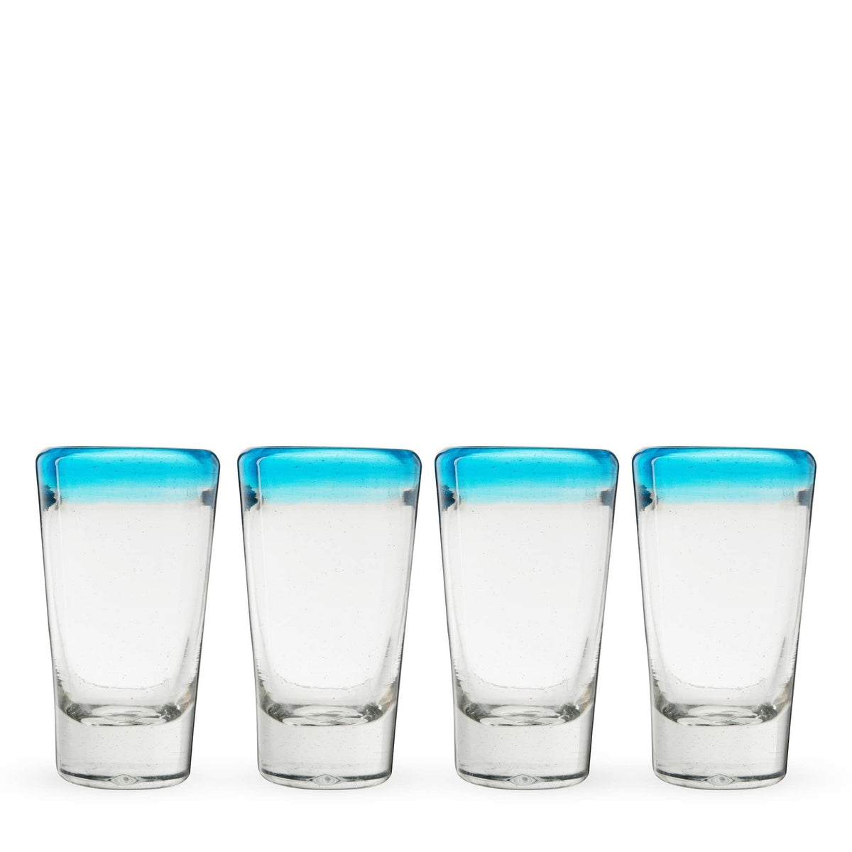 Twine – Primavera Hand Blown Recycled Glass Shot Glasses Set of 4, assorted styles and colors together