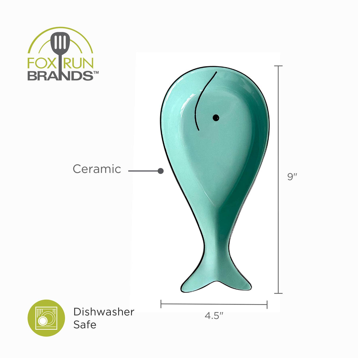 Fox Run Whale Spoon Rest, Ceramic Spoon and Spatula Rest