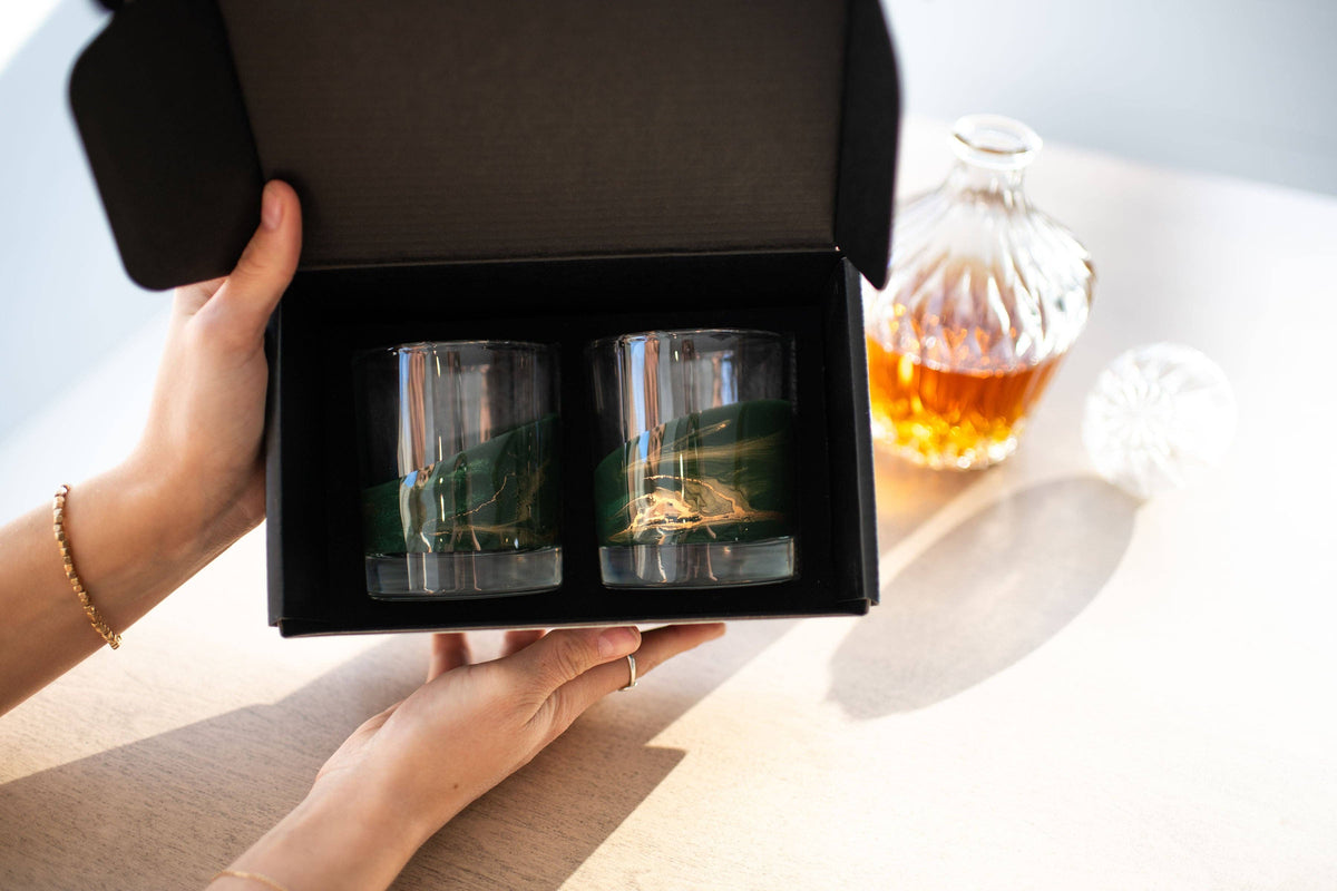 Resin Accented Whisky Glasses