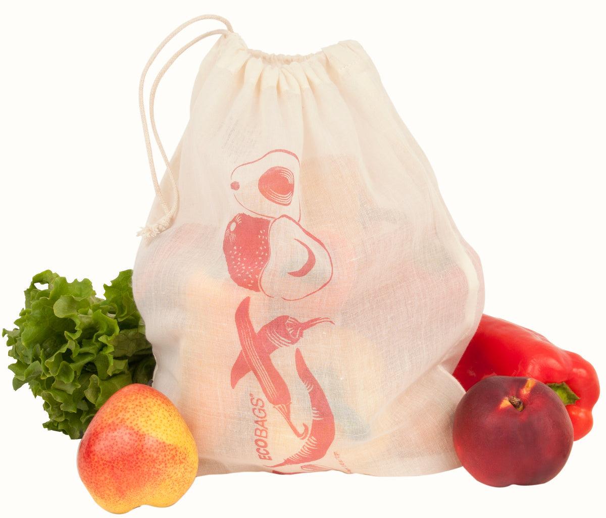 Organic Cotton Printed Reusable Produce Bags - 3 Pack