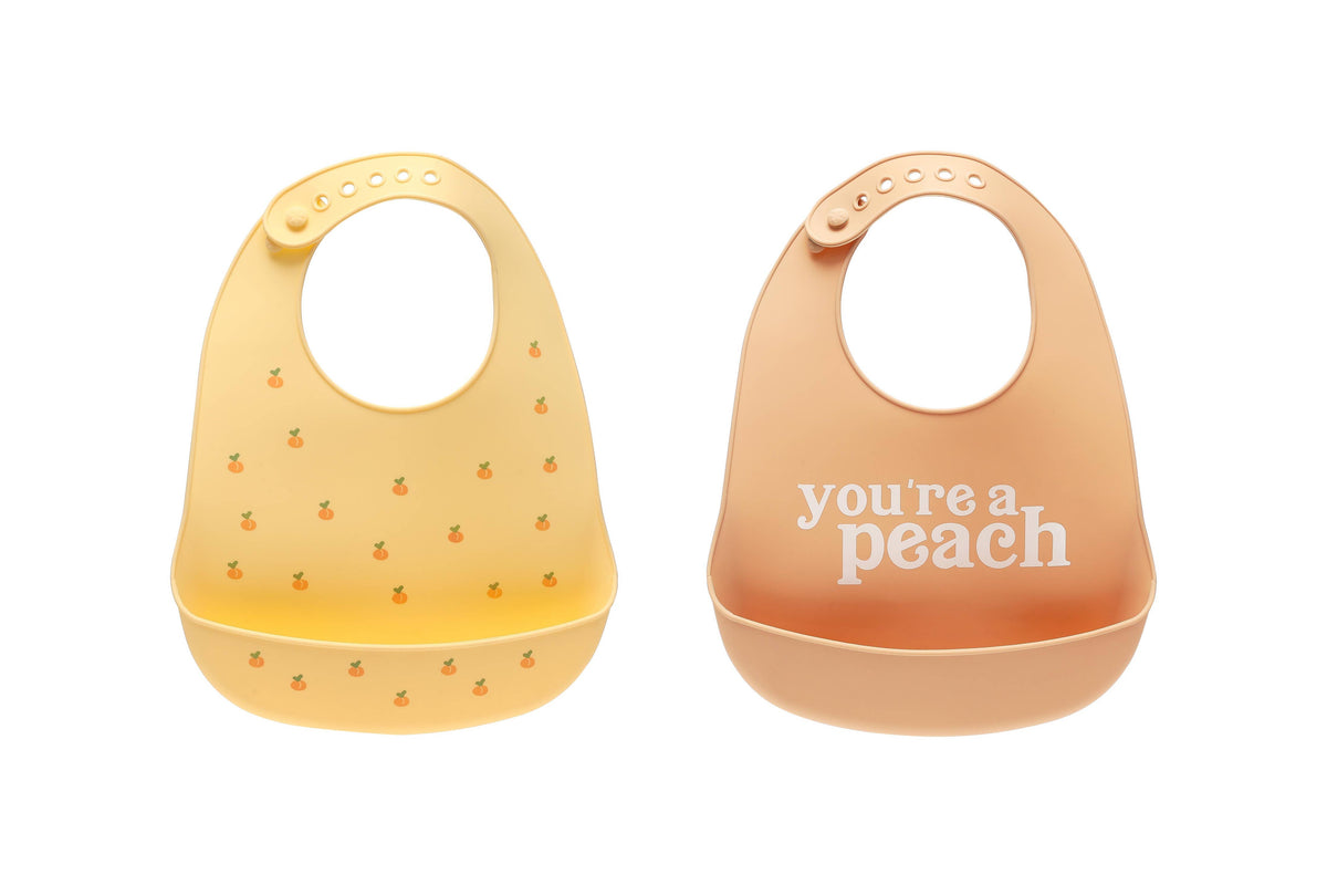 Baby Bib Set, You’re a Peach, Silicone, Set of 2