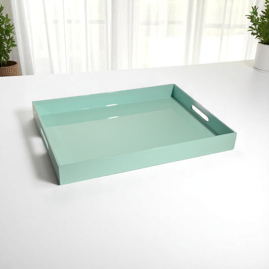 albert L. (punkt) Serving Tray - Medium - aqua colored medium serving tray with handle cutouts