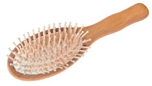 Birch Wood Hairbrush – Vegan, Wooden Pins on Rubber