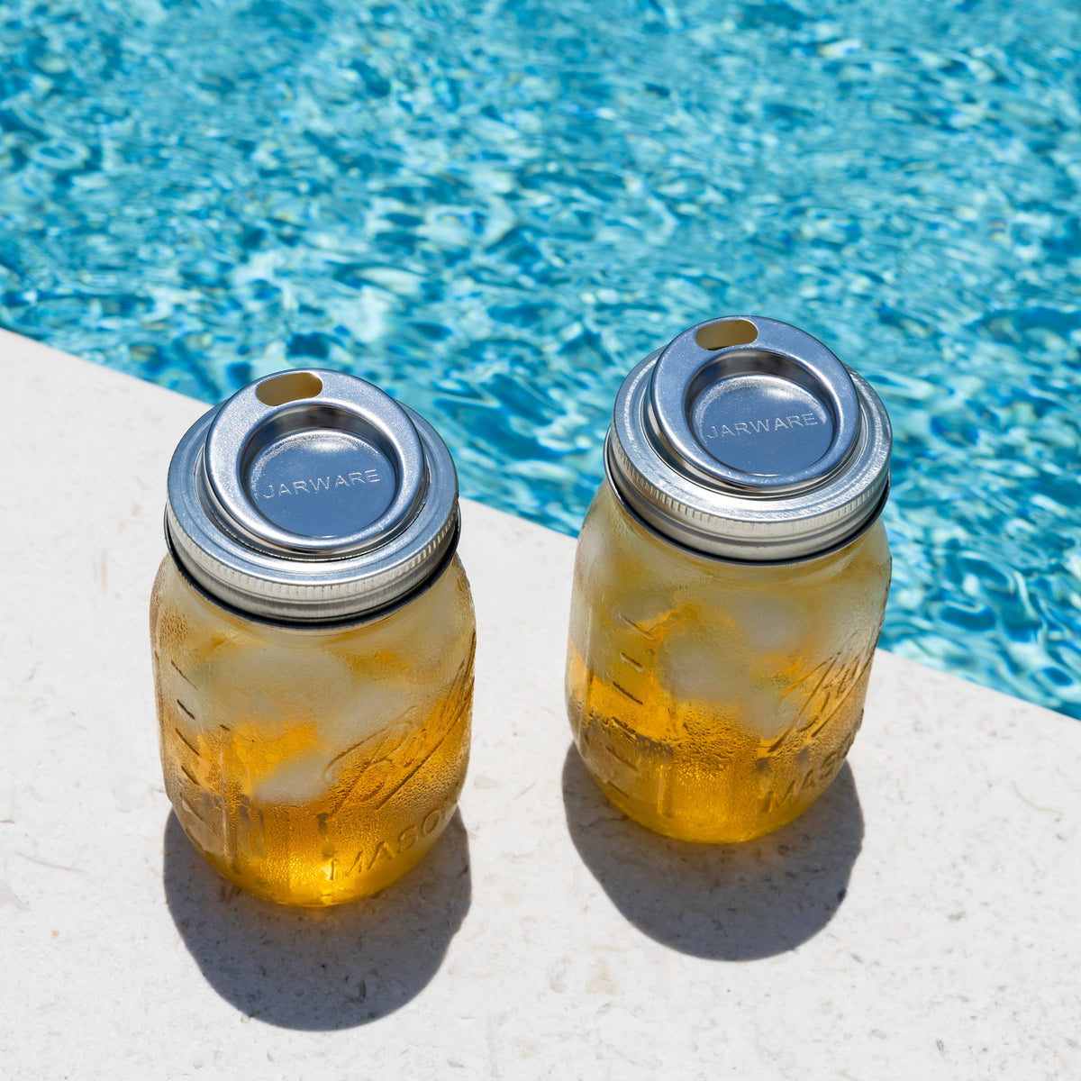 Jarware Stainless Steel Drink Lids For Regular Mouth, Set 2