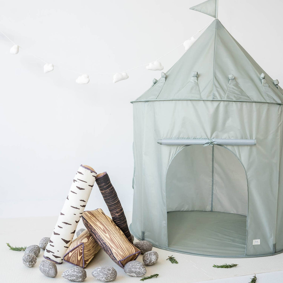 Kids Play Tent Castle with Recycled Fabric - Solids