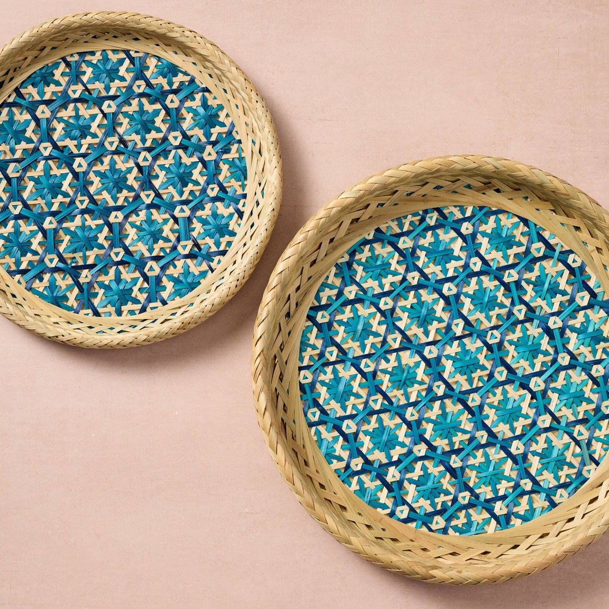 Phu An Bamboo Basket with Blue - 10.5