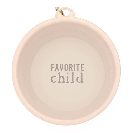 Santa Barbara Design Studio collapsible silicone pet bowl — cream FavChild pet bowl seen from above