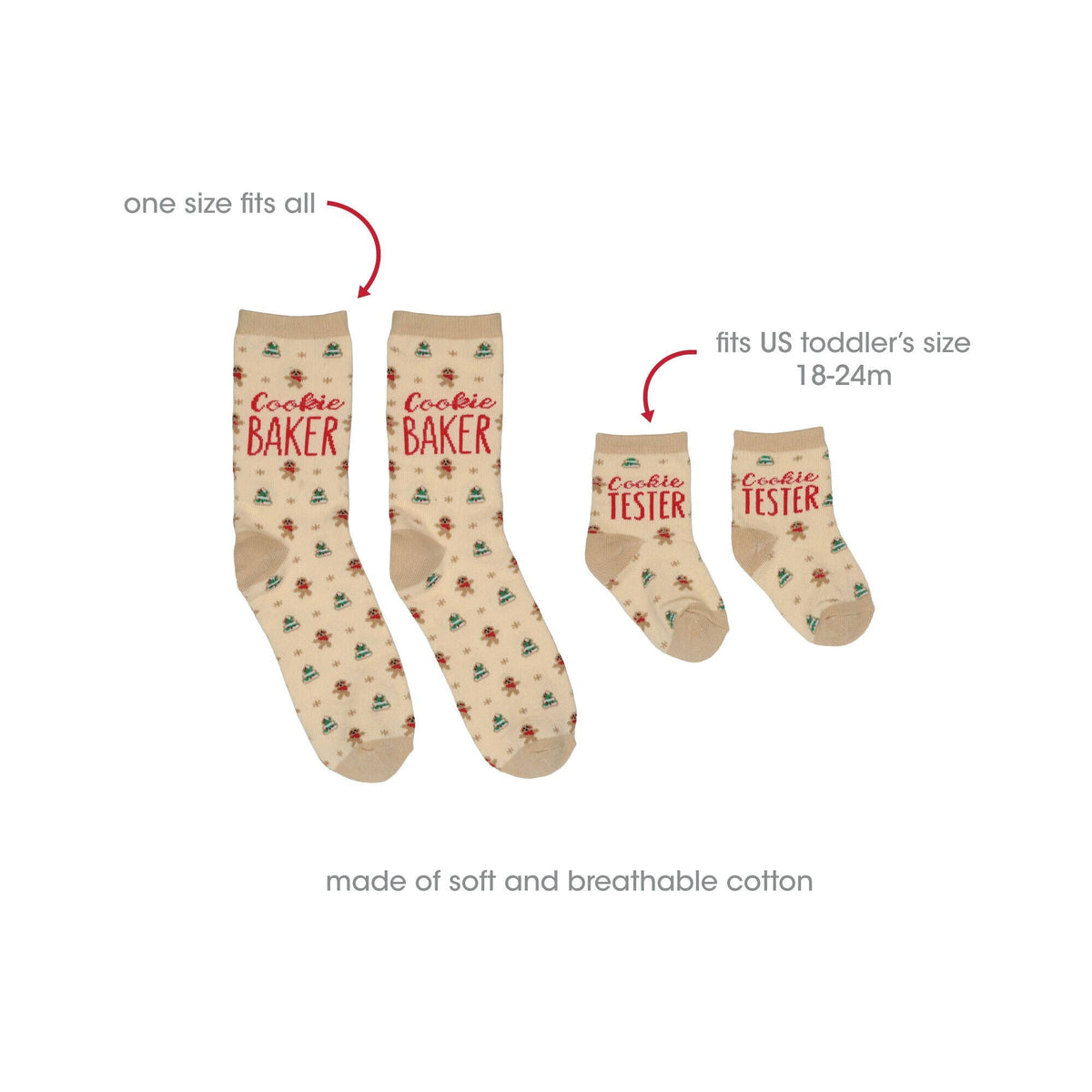 Cookie Baker & Tester Christmas Parent & Baby Sock Set