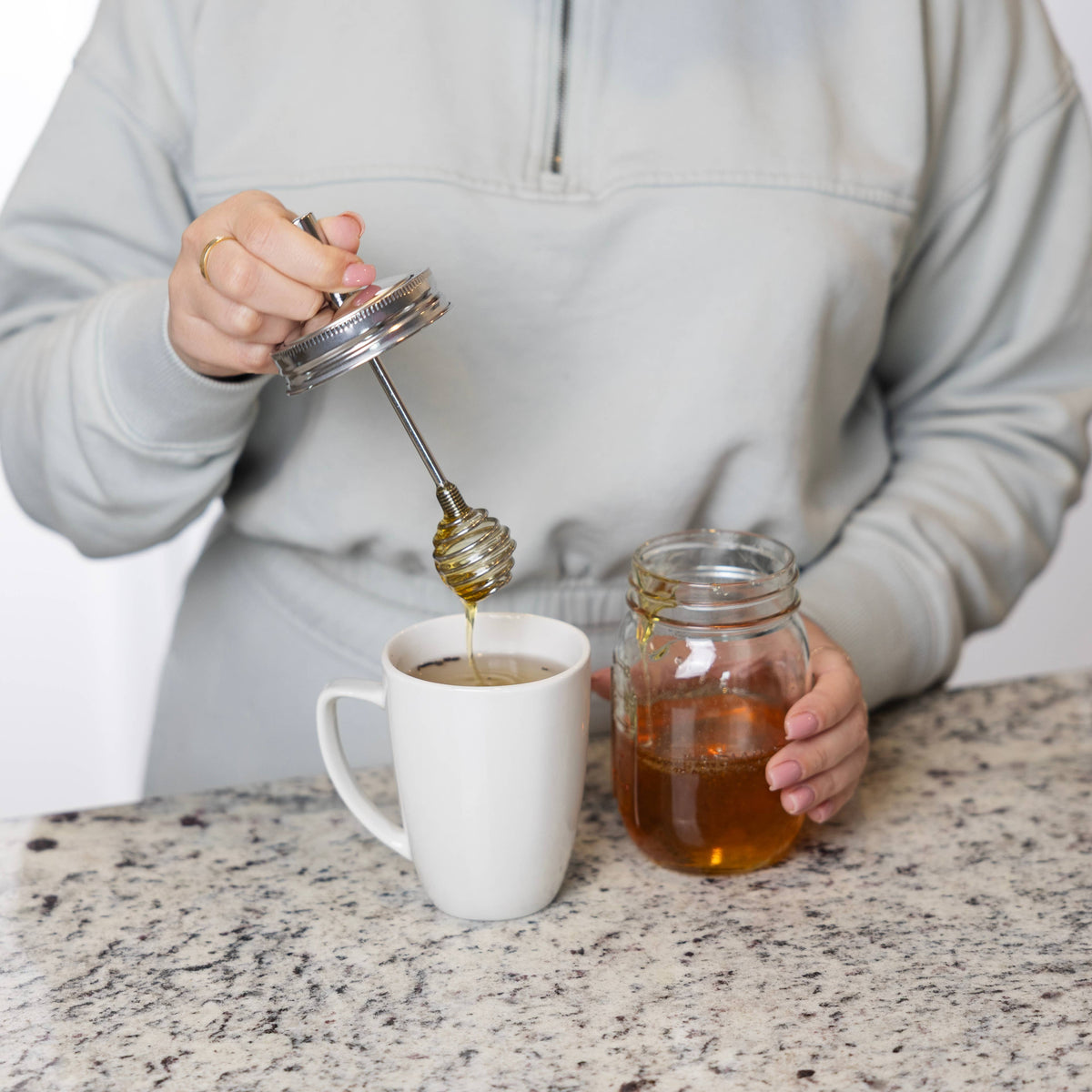 Jarware Mason Jar and Honey Dipper Lid