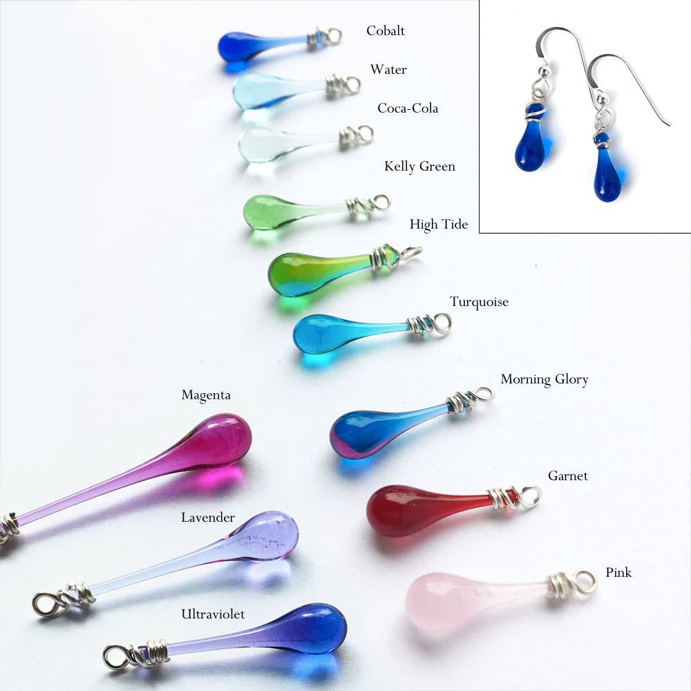 Demi Glass Teardrop Earrings, Tiny and Colorful