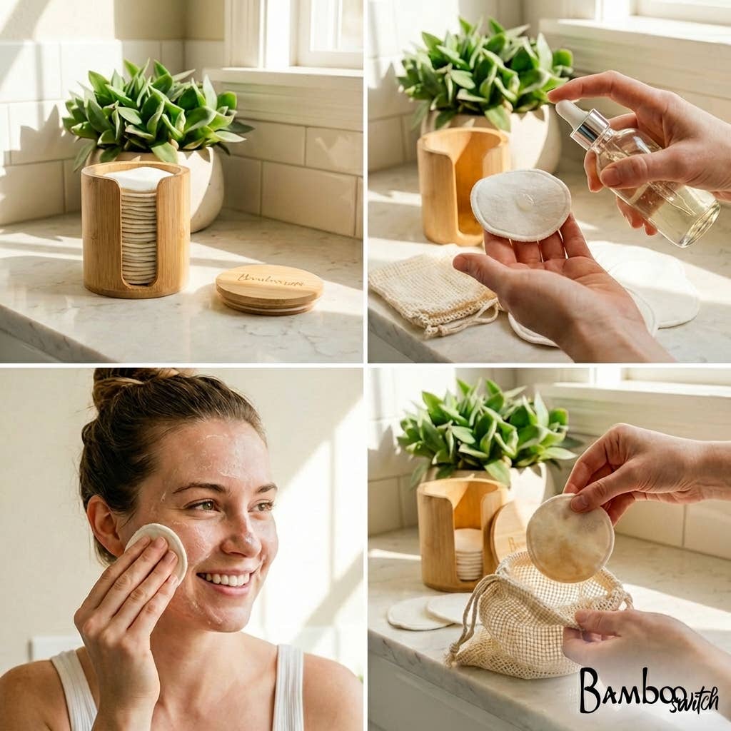 Set of 10 - Reusable Bamboo Cotton Facial Rounds