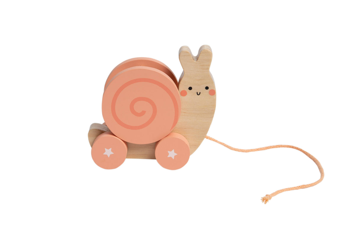Snail Wooden Pull Toy, Rattle Shell, Baby or Toddler Toy