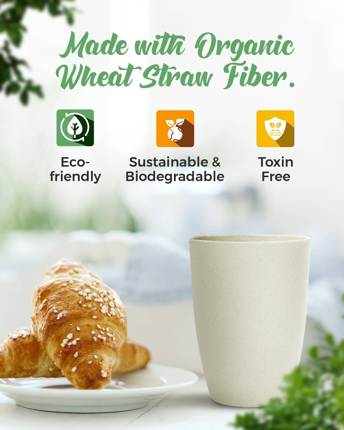 Eco-Friendly Wheat Straw Drinking Cups Sets Lightweight