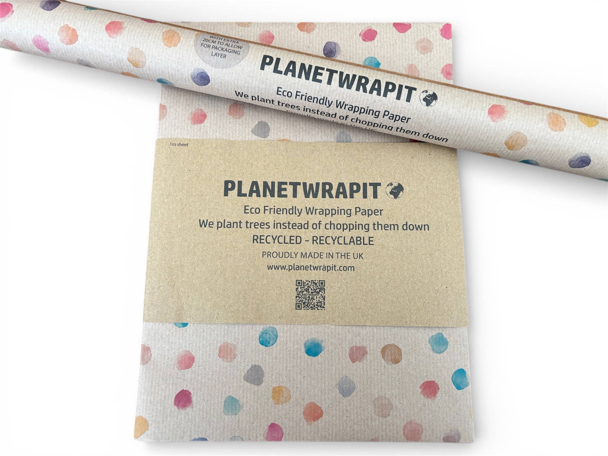 Colour Spots Recycled Kraft Wrapping Paper Gift Wrap