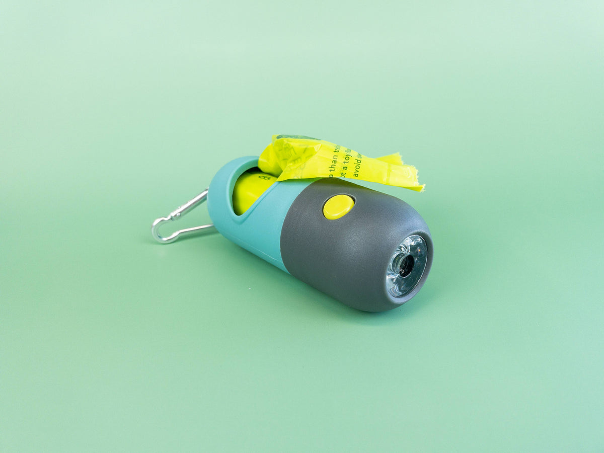 Poop Bag Dispenser with LED Flashlight