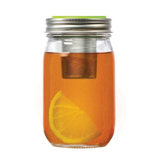 Fox Run Brands – Jarware Tea Infuser Lid for Regular Mouth Mason Jar, in a kitchen or table setting