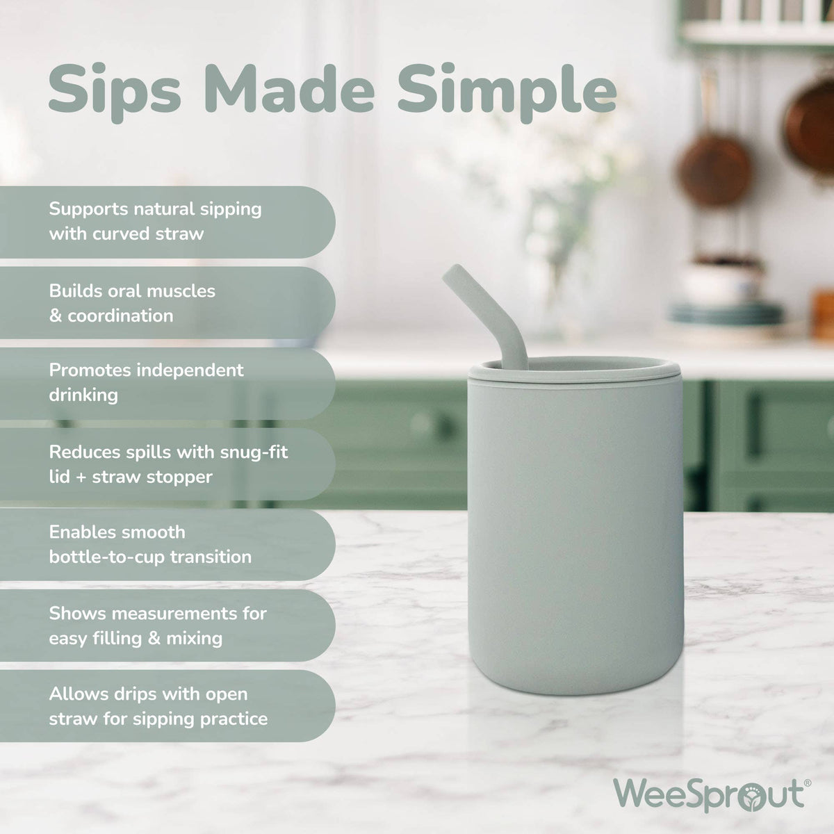 Silicone Toddler Straw Cups – 4 oz, Set of 2