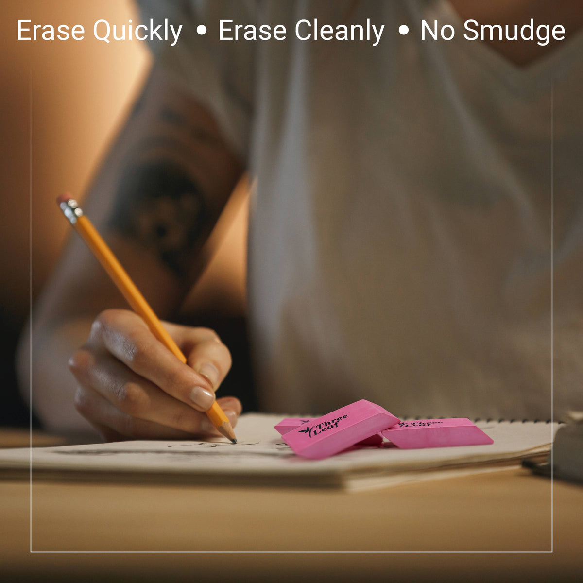 Pink Bevel Eraser - 4 Pack