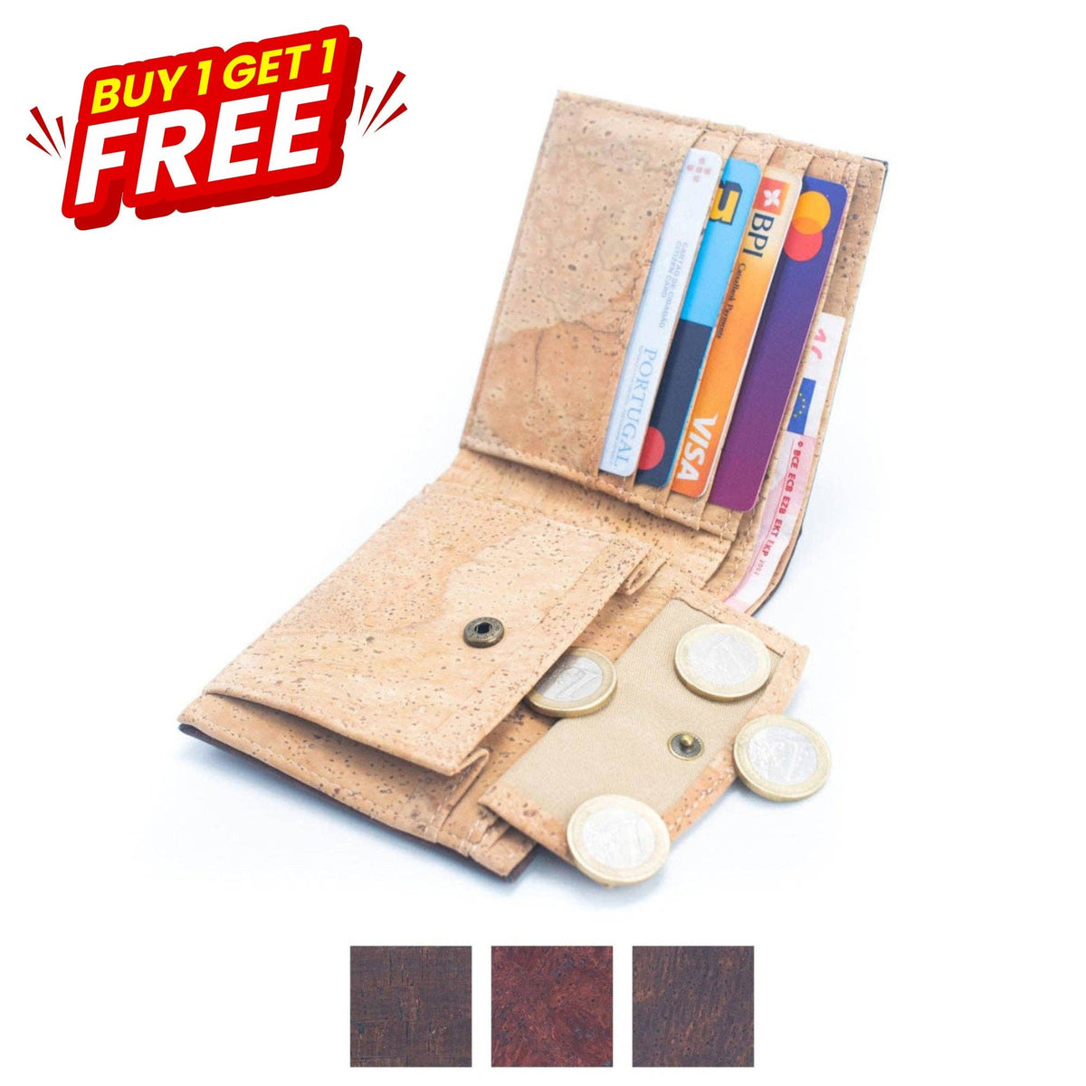 Brown Cork Men's Wallet with Box Packaging BAG-2254