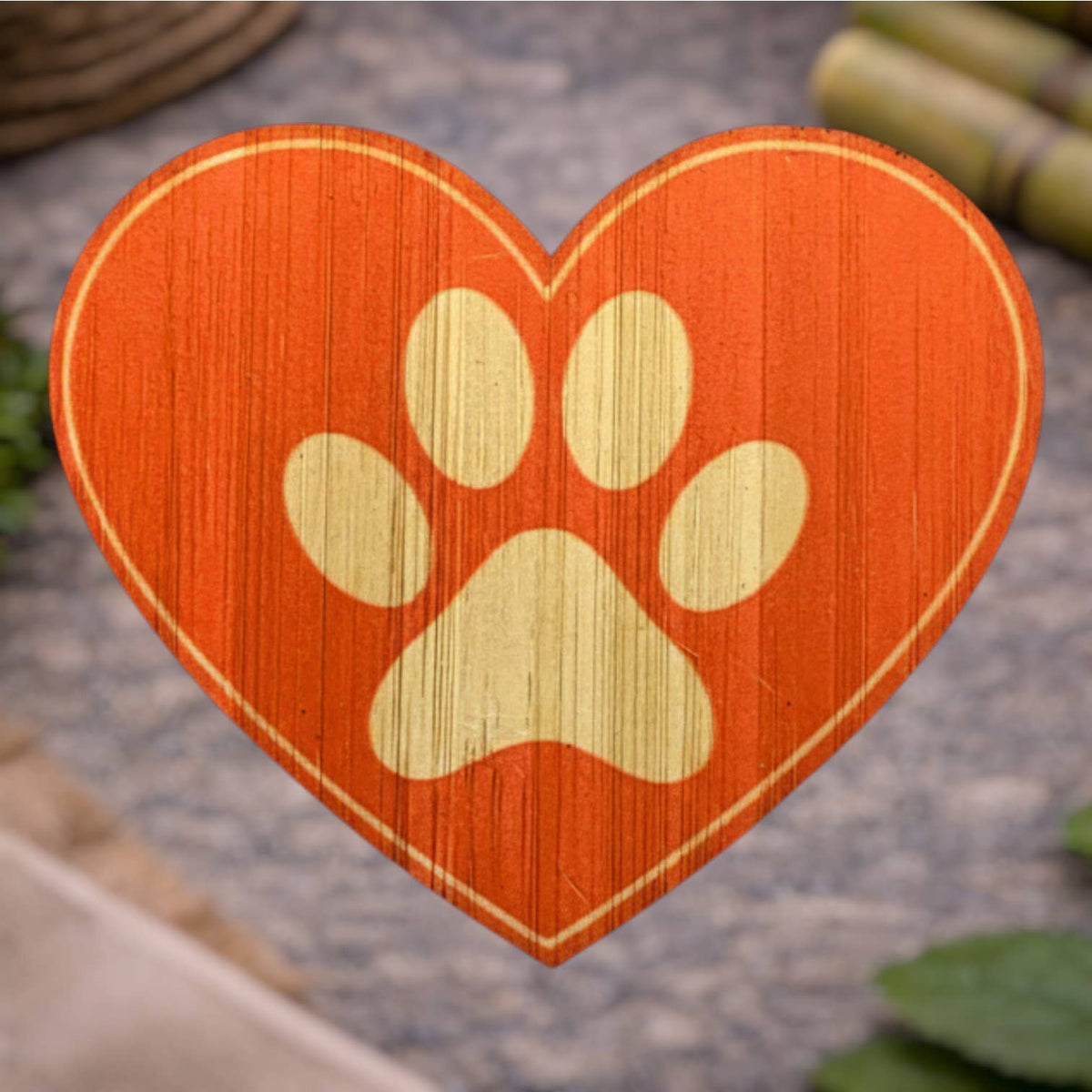 Heart Paw Eco-Friendly Bamboo Sticker