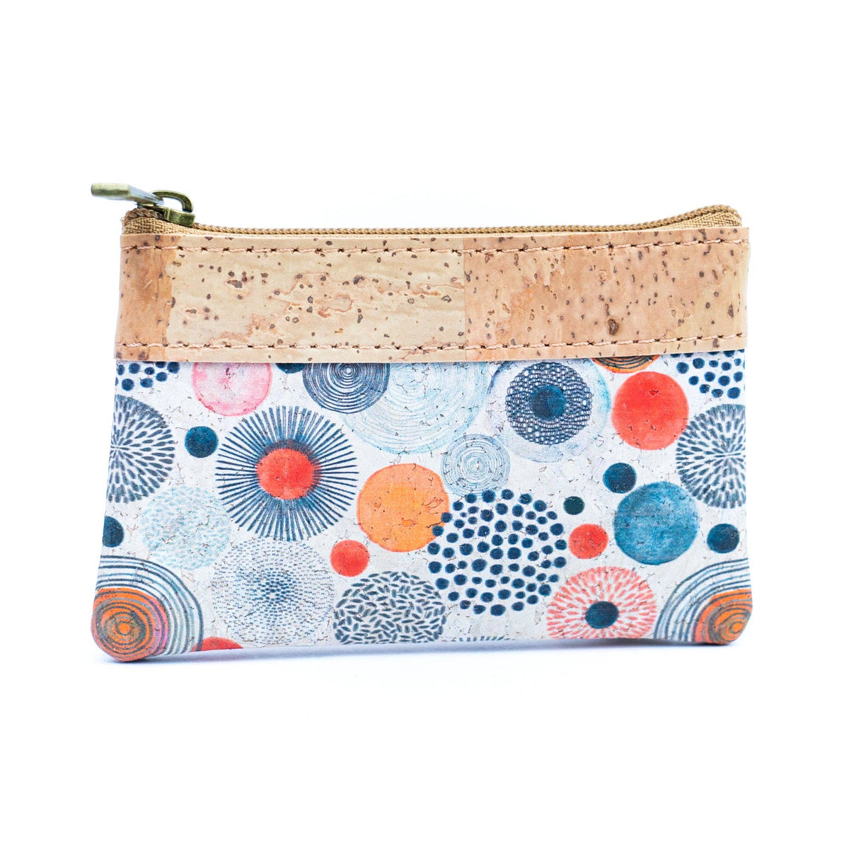 Printed Cork Mini Wallet with Dual Zippers BAG-2316