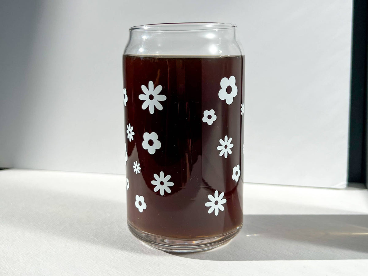 Fueled by Iced Coffee and Anxiety cup glass can 16 oz