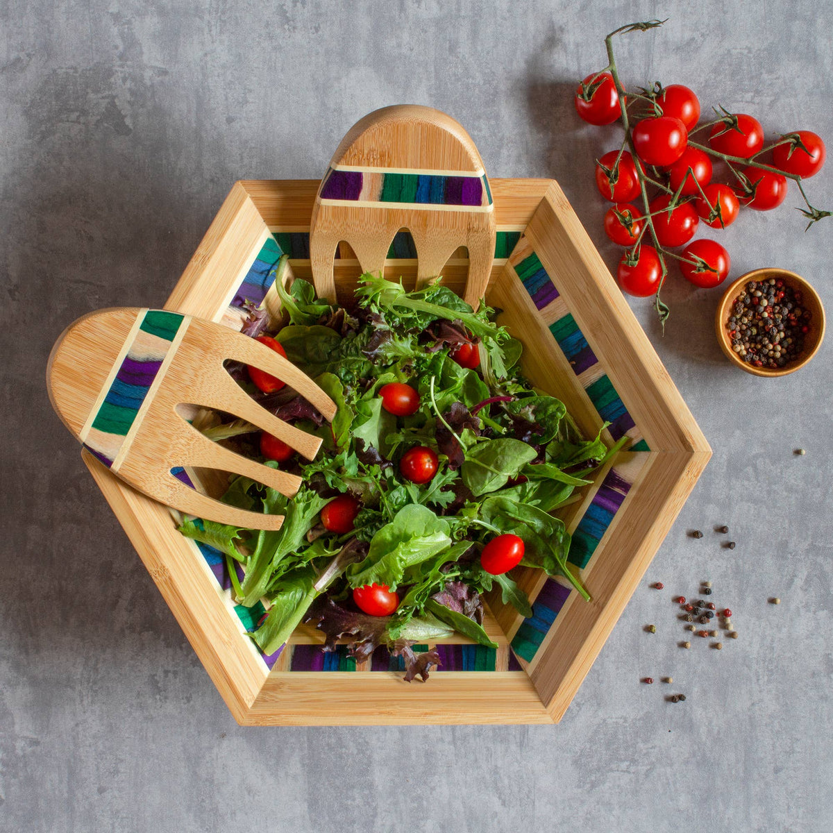 Baltique® Mumbai Collection 14" Salad Bowl with Salad Hands