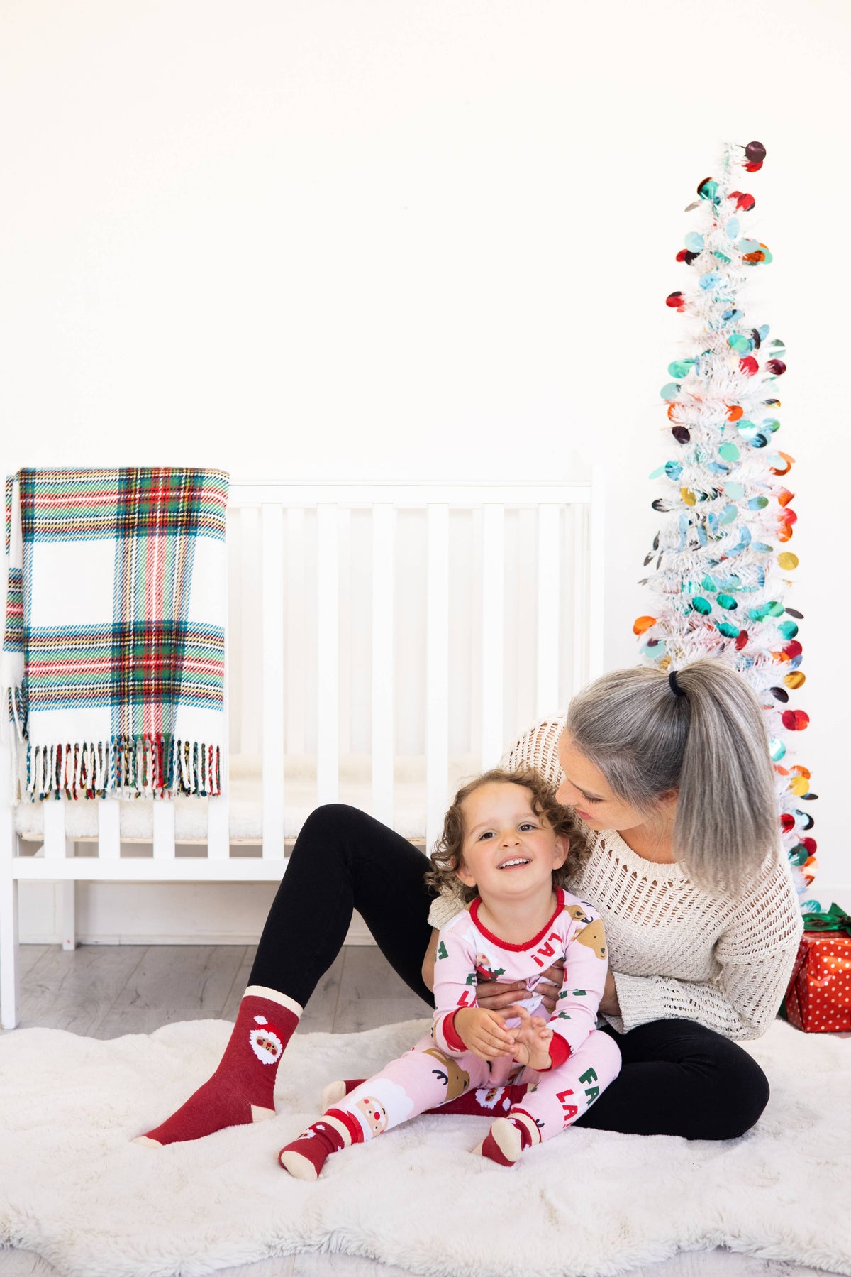 Santa Parent & Baby Christmas Matching Holiday Sock Set