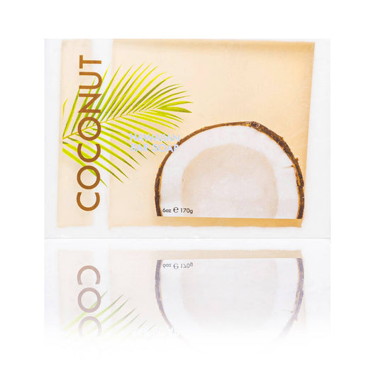 Maui Soap Co. Coconut Bar Soap with Kukui & Coconut Oil 6oz - coconut soap front wrapper with palm leaf graphic; plant-based