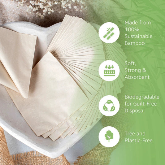 Bamboo Cocktail Napkins - 50 Pack - 2 Ply