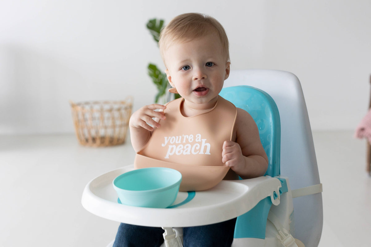 Baby Bib Set, You’re a Peach, Silicone, Set of 2
