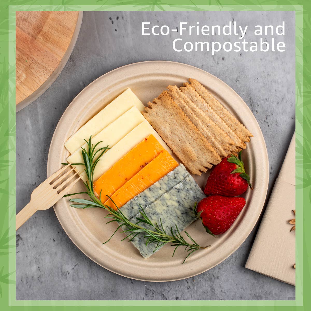 Bamboo Disposable Paper Plates - 9 Inch - 125 Pack