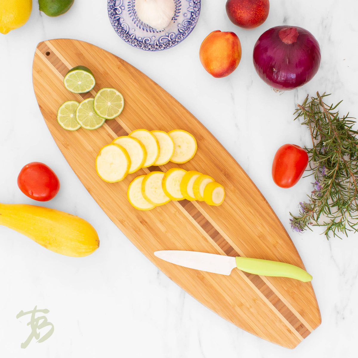 Surfboard Shaped Cutting Board & Charcuterie Serving Board