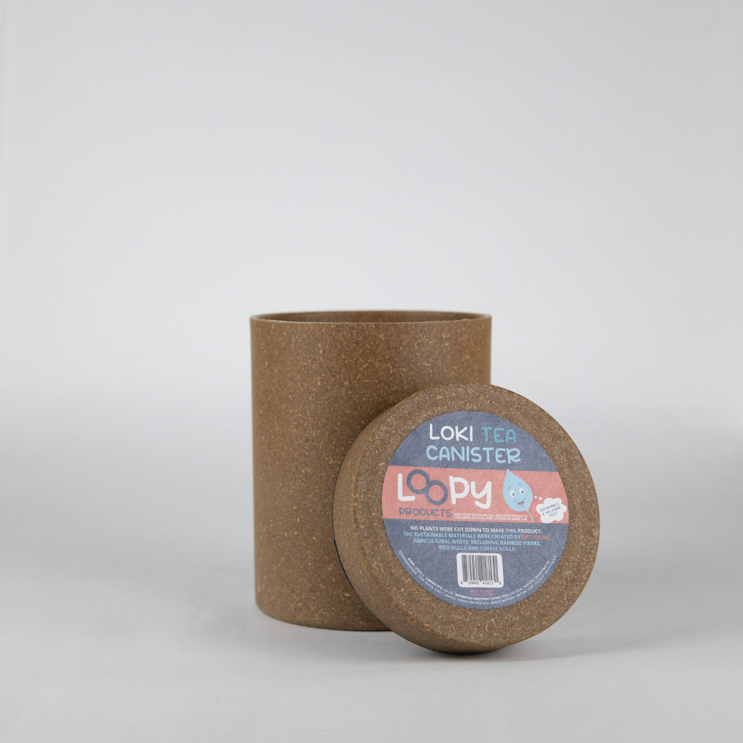 Sustainable Bamboo Small Tea Canister Sand Color 24 Ounces